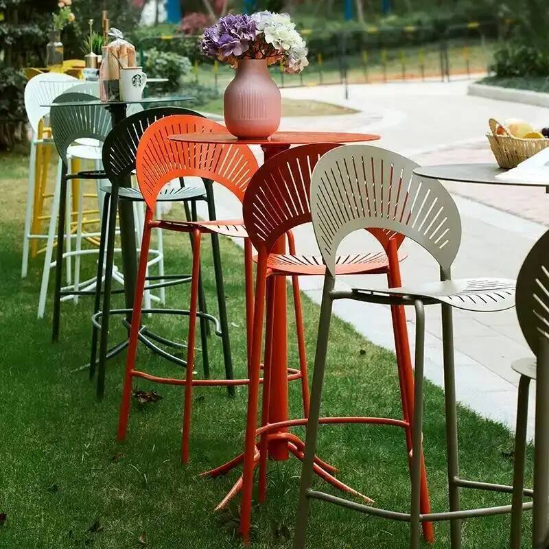 Outdoor Furniture Yellow - เก้าอี้บาร์อุตสาหกรรมสีเหลืองใหม่ สไตล์นอร์ดิก สำหรับใช้งานกลางแจ้ง เรียบง่าย ทันสมัย เก้าอี้สูง