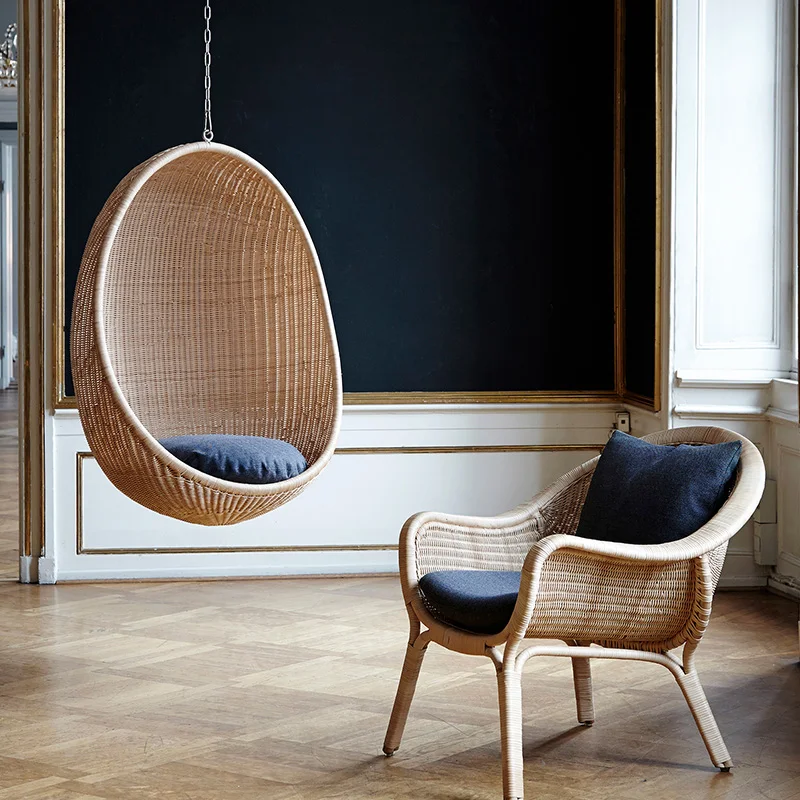 Hanging Egg Chair - เก้าอี้แขวนสำหรับพักผ่อนกลางแจ้ง ระเบียงสวน ลานบ้าน เก้าอี้แขวนรูปทรงไข่สำหรับใช้ในร่ม
