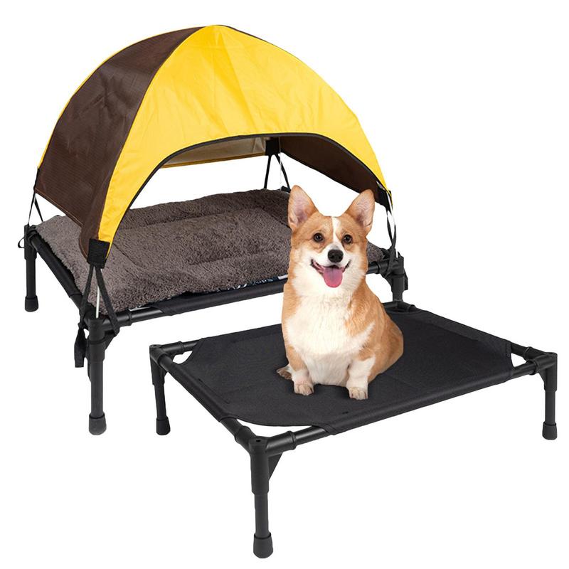 Camping Cot Foldable - กลางแจ้งสูงเตียงสุนัขพับยกเปลสัตว์เลี้ยงที่ถอดออกได้ Canopy Shade เต็นท์ Breathable เตียงสุนัขกระเป๋าถือสําหรับ