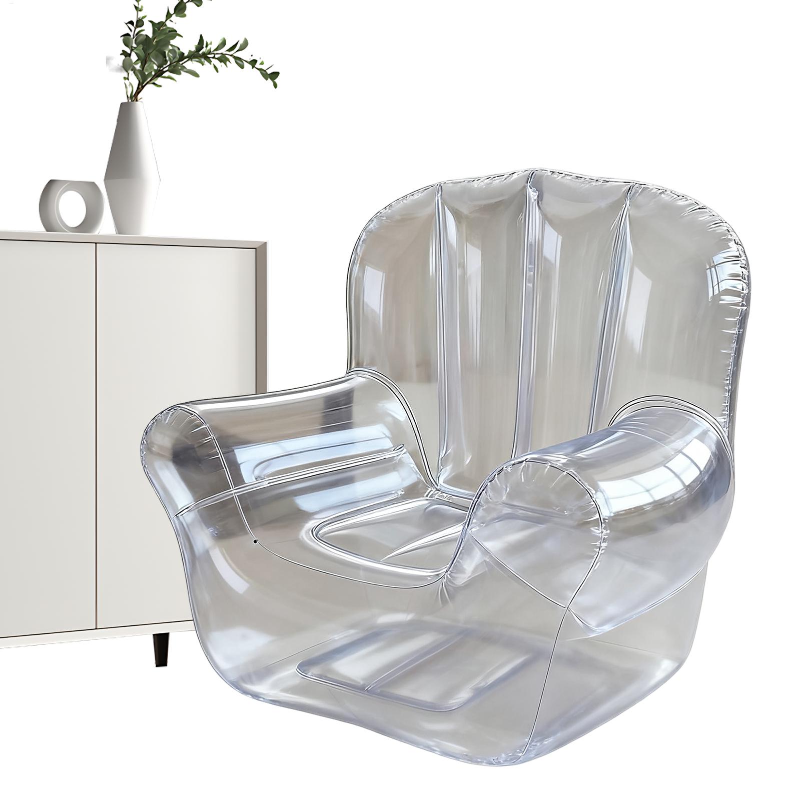 Outdoor Furniture Arhaus - โซฟาพีวีซีใสหนาพิเศษ โซฟาเป่าลมสำหรับตั้งแคมป์กลางแจ้ง เก้าอี้พักผ่อนแบบเป่าลมสำหรับคนเดียว ใช้ริมสระน้ำหรือในห้องนอน