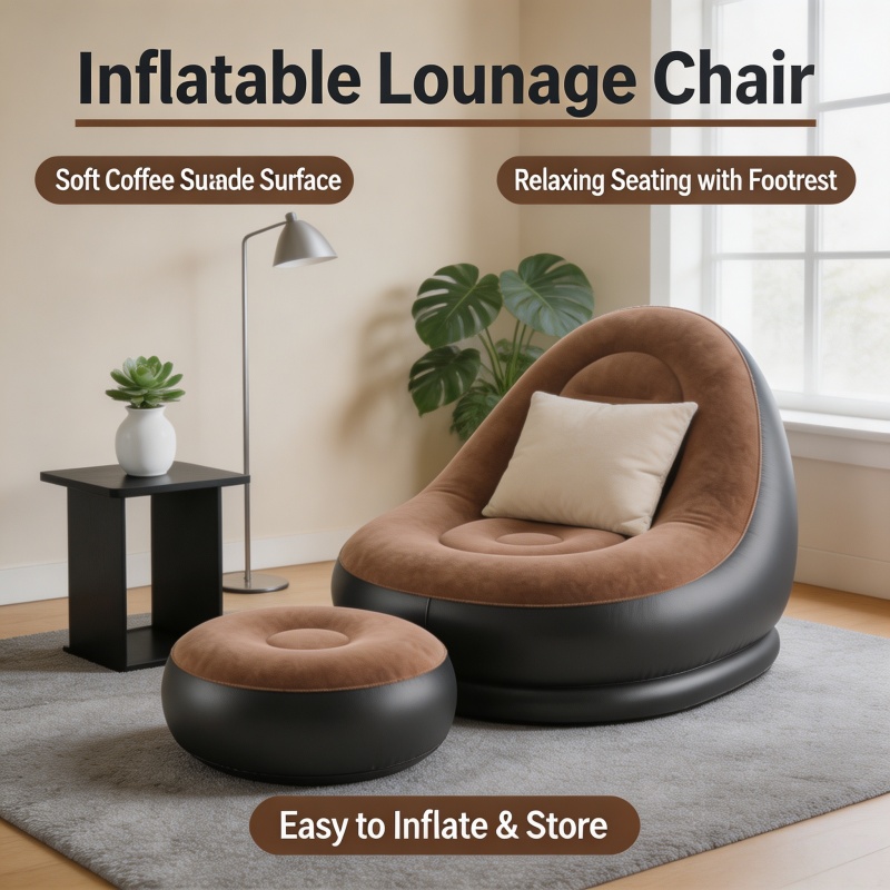 Outdoor Furniture Arhaus - โซฟาปรับนอนแบบพกพา เก้าอี้เป่าลม พับได้ ใช้ได้ทั้งในบ้านและนอกบ้าน พร้อมที่วางเท้า เตียงลมพับได้