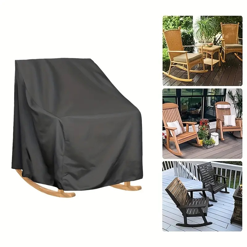 Outdoor Furniture Heavy Duty - ผ้าคลุมเก้าอี้โยกกลางแจ้งแบบผ้าอ็อกซ์ฟอร์ดสำหรับงานหนัก - ตัวป้องกันเฟอร์นิเจอร์ลานบ้านทุกสภาพอากาศพร้อมเชือกผูกแบบปรับได้