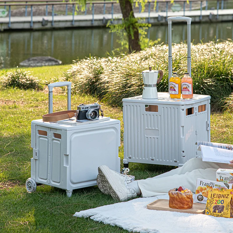 Outdoor Furniture Shop - กล่องเก็บของกลางแจ้ง รถเข็นขนาดเล็ก รถเข็นช็อปปิ้งแบบพับได้ น้ำหนักเบา พกพาสะดวก รถเข็นสำหรับใช้ในบ้าน