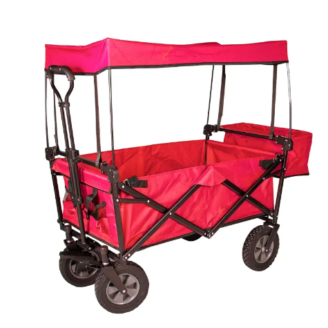 Outdoor Furniture Shop - รถเข็นพับได้แบบพกพาสำหรับงานหนัก พร้อมหลังคาถอดออกได้ สำหรับชายหาด ช้อปปิ้ง ปิกนิก แคมป์ปิ้ง