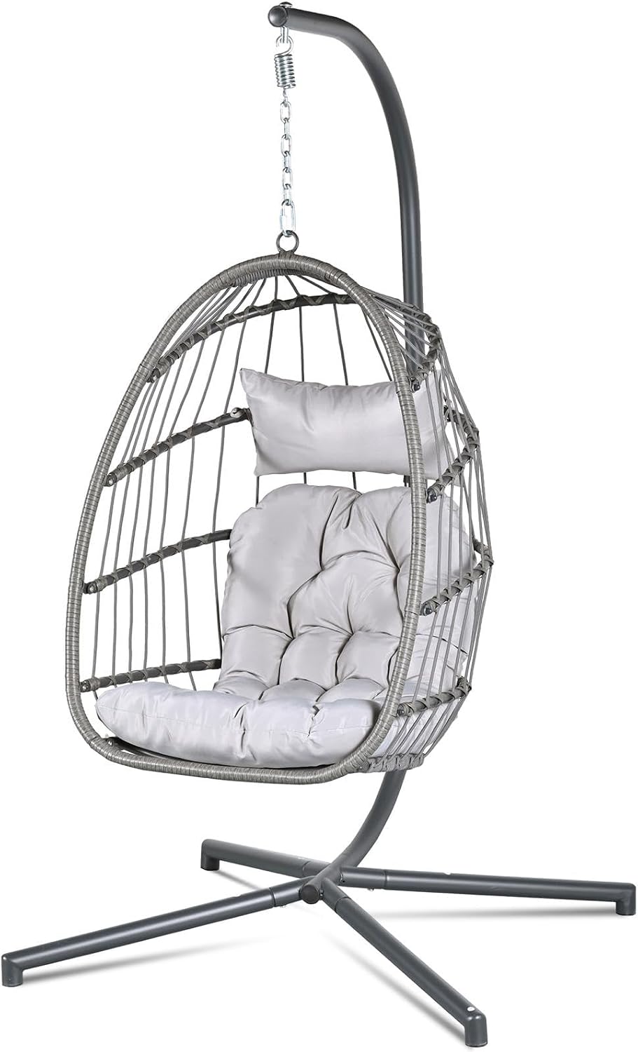 Hanging Egg Chair - เก้าอี้ไข่แบบแขวนพร้อมขาตั้ง รับน้ำหนักได้ 350 ปอนด์ เหมาะสำหรับการพักผ่อนในห้องนอน ระเบียง