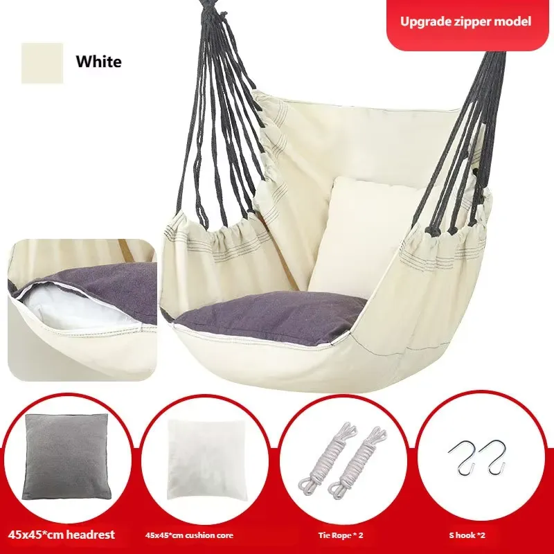 Garden Swing Chair - เก้าอี้ชิงช้าผ้าใบพร้อมหมอน สำหรับใช้ในร่มและกลางแจ้ง เหมาะสำหรับนักเรียน ผู้ใหญ่ เด็ก สวน