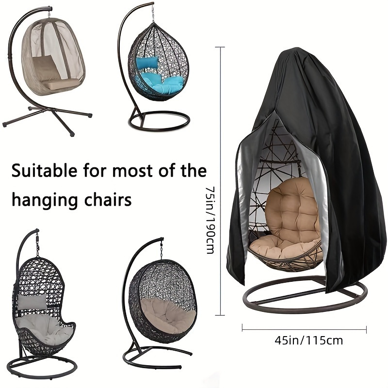 Hanging Egg Chair - ผ้าคลุมเก้าอี้แขวนรูปไข่แบบกันน้ำ ป้องกันรังสียูวี สำหรับงานหนัก ใช้ได้กับเก้าอี้เดี่ยว/คู่ ป้องกันฝุ่นละอองในสวน