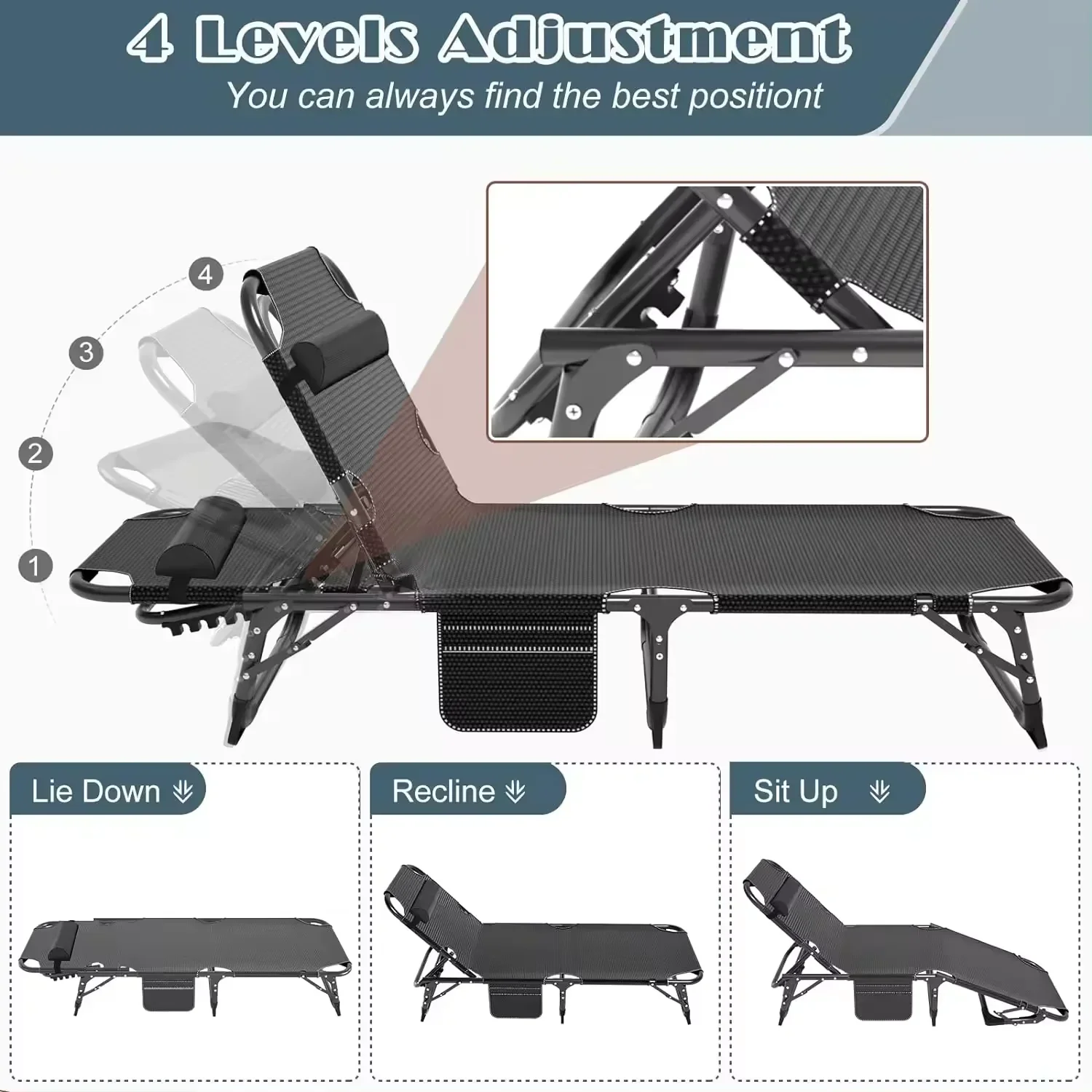 เตียงพับได้แบบพกพาปรับระดับได้ - Outdoor Furniture For Sale บทวิจารณ์และราคา