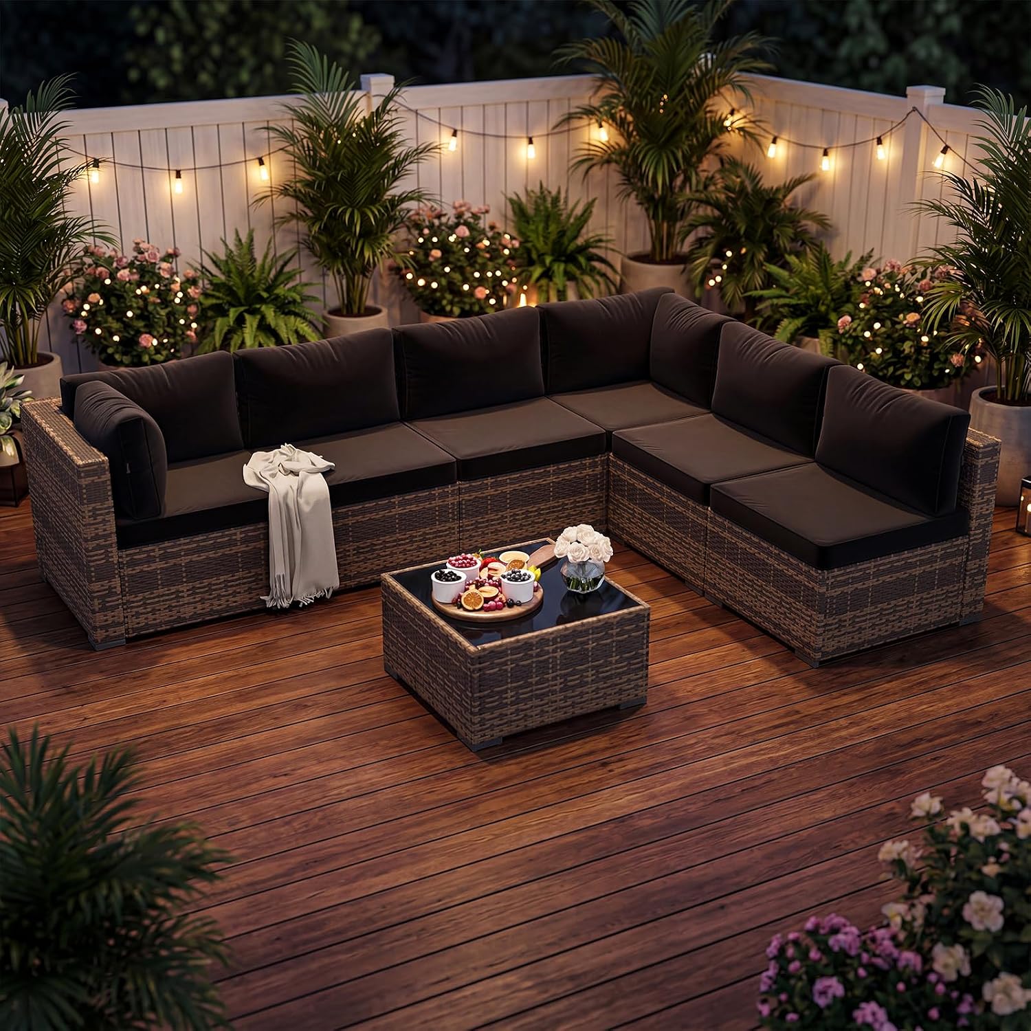 ชุดเฟอร์นิเจอร์ระเบียงหวาย 7 ช - Outdoor Furniture Yellow บทวิจารณ์และราคา