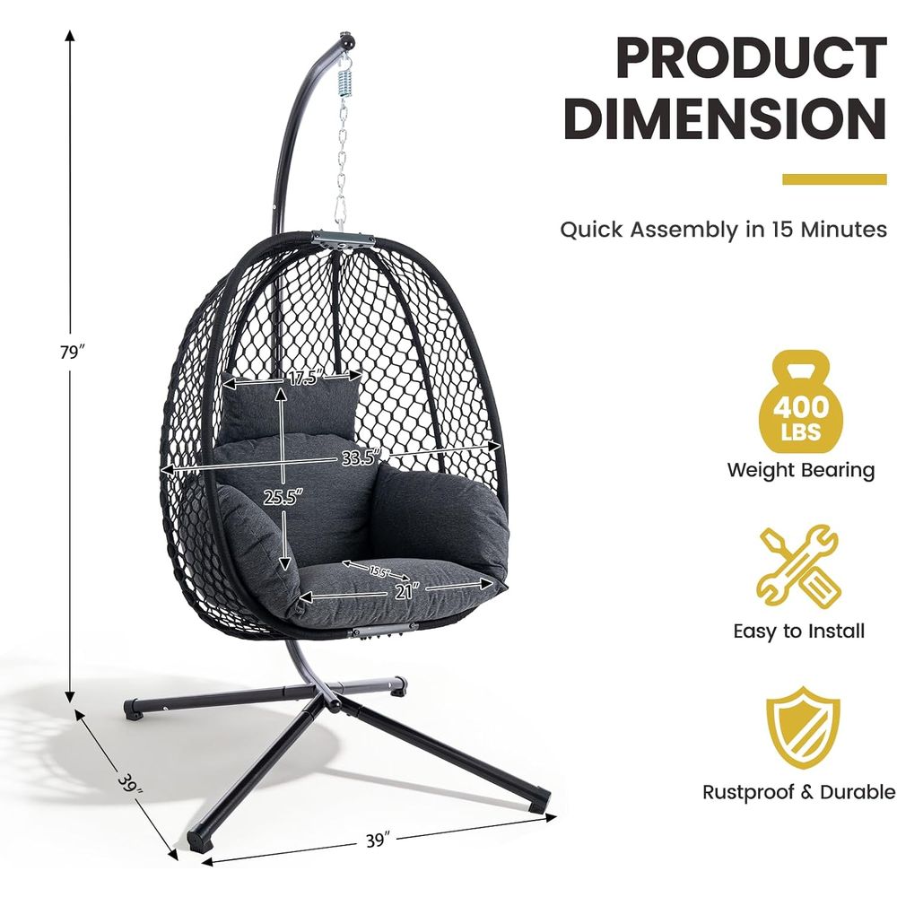 เก้าอี้ไข่แบบแขวนกลางแจ้งพร้อม - Hanging Egg Chair บทวิจารณ์และราคา
