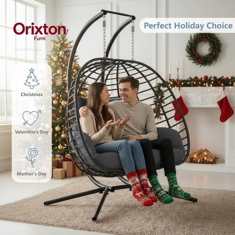เก้าอี้ชิงช้าไข่คู่พร้อมขาตั้ง - Hanging Egg Chair บทวิจารณ์และราคา