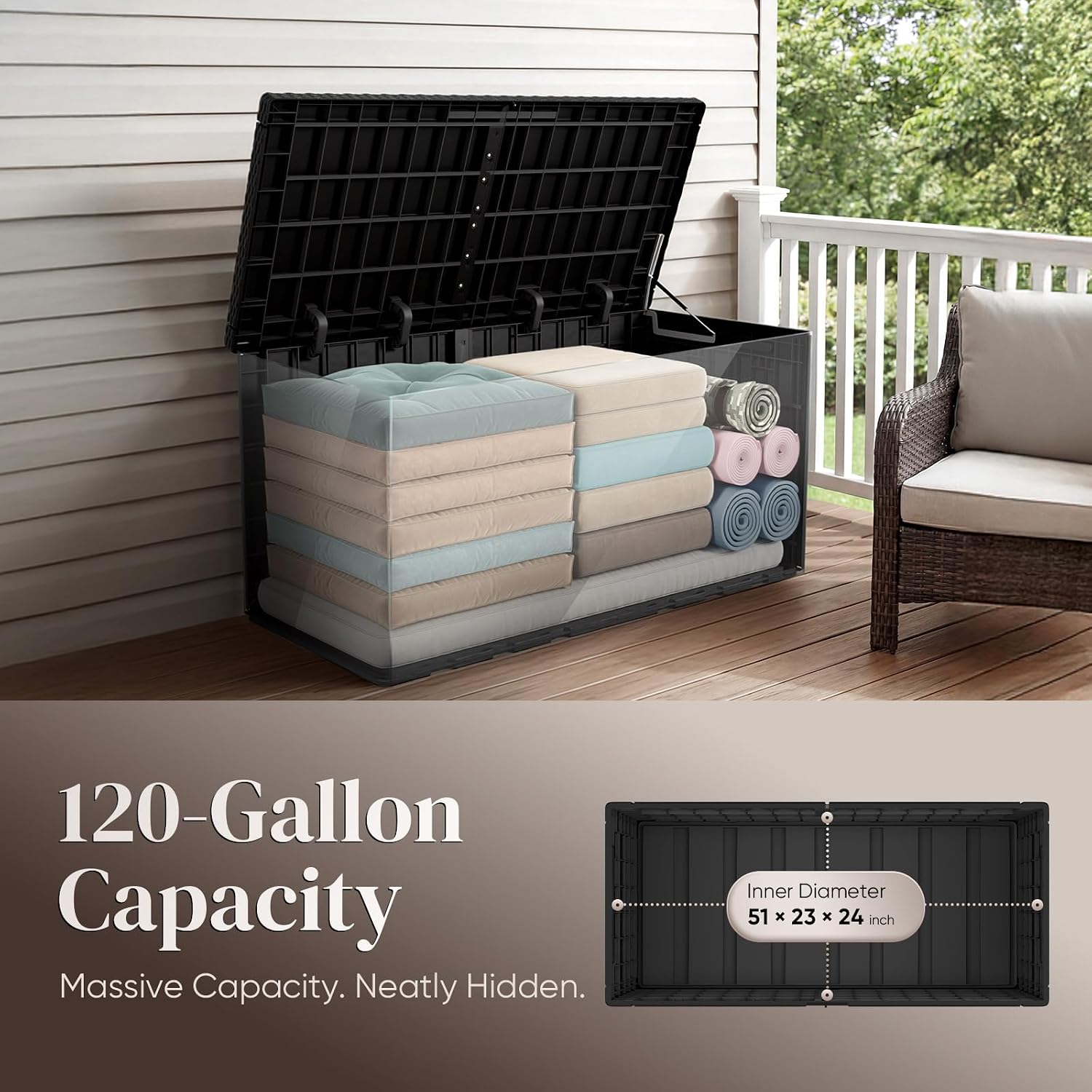 กล่องเก็บของกลางแจ้งขนาดใหญ่ 1 - Outdoor Furniture With Storage For Cushions บทวิจารณ์และราคา