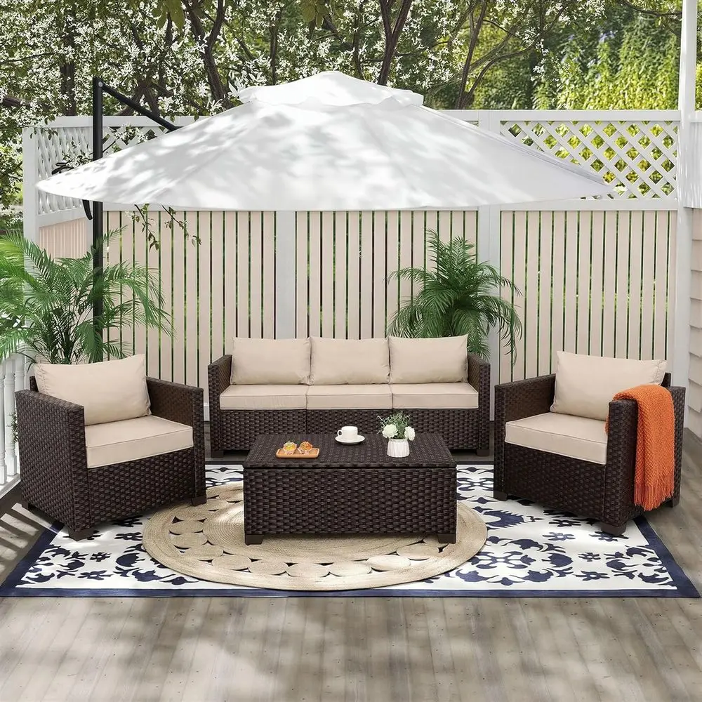 ชุดเฟอร์นิเจอร์ลานกลางแจ้ง 4 ช - Outdoor Furniture With Storage For Cushions บทวิจารณ์และราคา