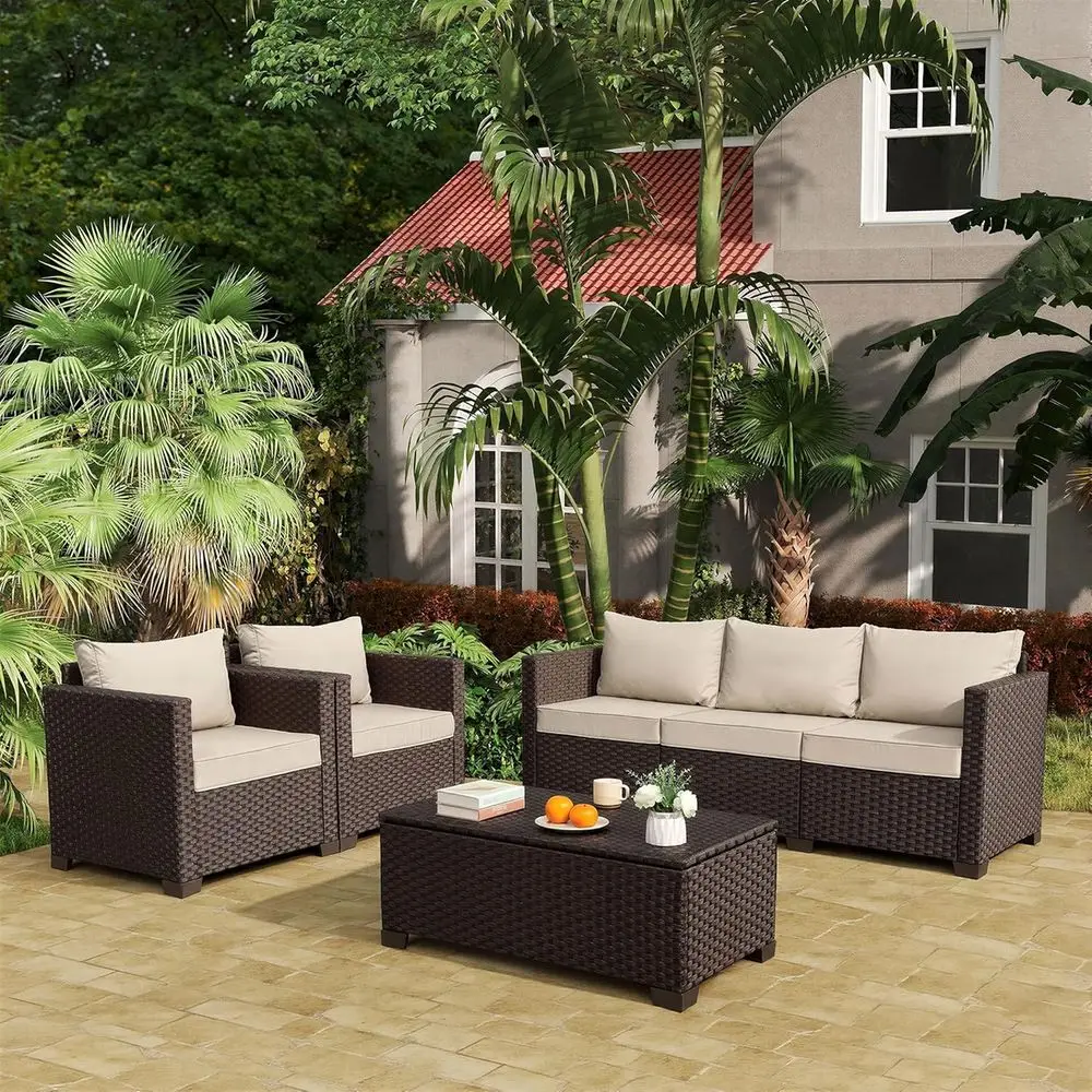 ชุดเฟอร์นิเจอร์ลานกลางแจ้ง 4 ช - Outdoor Furniture With Storage For Cushions บทวิจารณ์และราคา