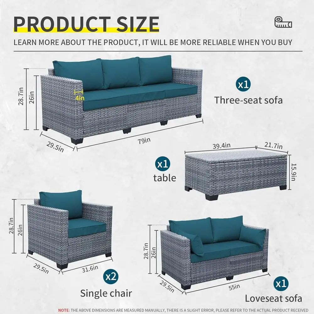 ชุดเฟอร์นิเจอร์หวายกลางแจ้ง 5  - Outdoor Furniture With Storage For Cushions บทวิจารณ์และราคา