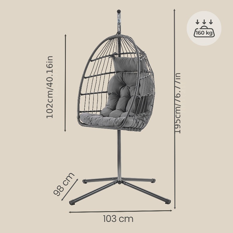 เก้าอี้แขวนทรงไข่พร้อมขาตั้ง – - Hanging Egg Chair บทวิจารณ์และราคา