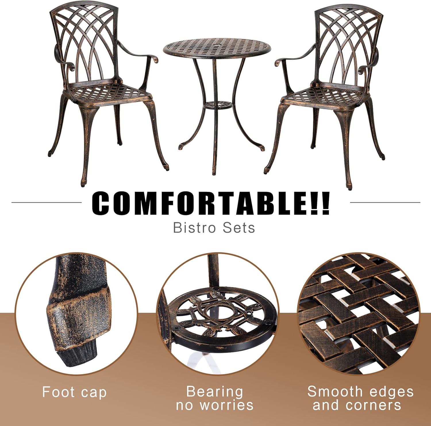ชุดบิสโทรกลางแจ้ง 3 ชิ้น ทำจาก - Outdoor Furniture Aluminium บทวิจารณ์และราคา