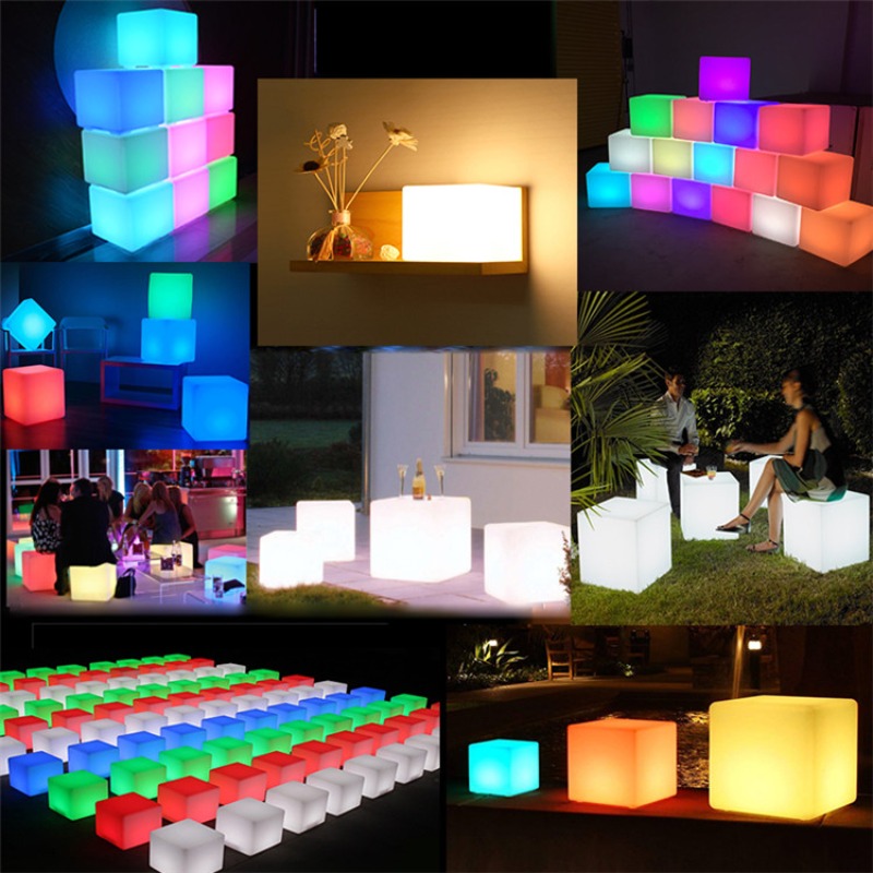 โต๊ะข้างทรงลูกบาศก์ LED ทำจาก  - Outdoor Furniture Recycled Plastic บทวิจารณ์และราคา