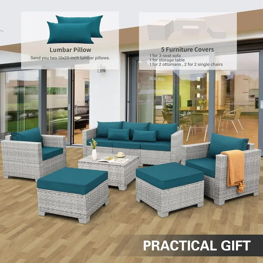 ชุดเฟอร์นิเจอร์ลานกลางแจ้งหวาย - Outdoor Furniture With Storage For Cushions บทวิจารณ์และราคา