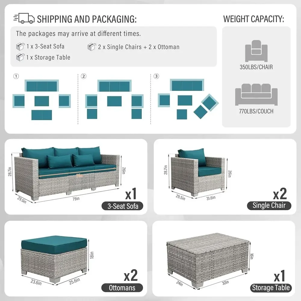 ชุดเฟอร์นิเจอร์ลานกลางแจ้งหวาย - Outdoor Furniture With Storage For Cushions บทวิจารณ์และราคา