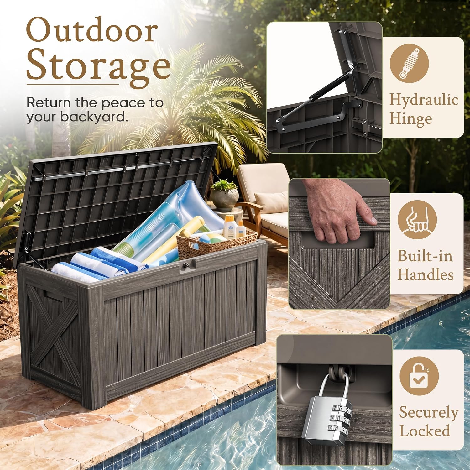 กล่องเก็บของขนาดใหญ่ 120 แกลลอ - Outdoor Furniture With Storage For Cushions บทวิจารณ์และราคา