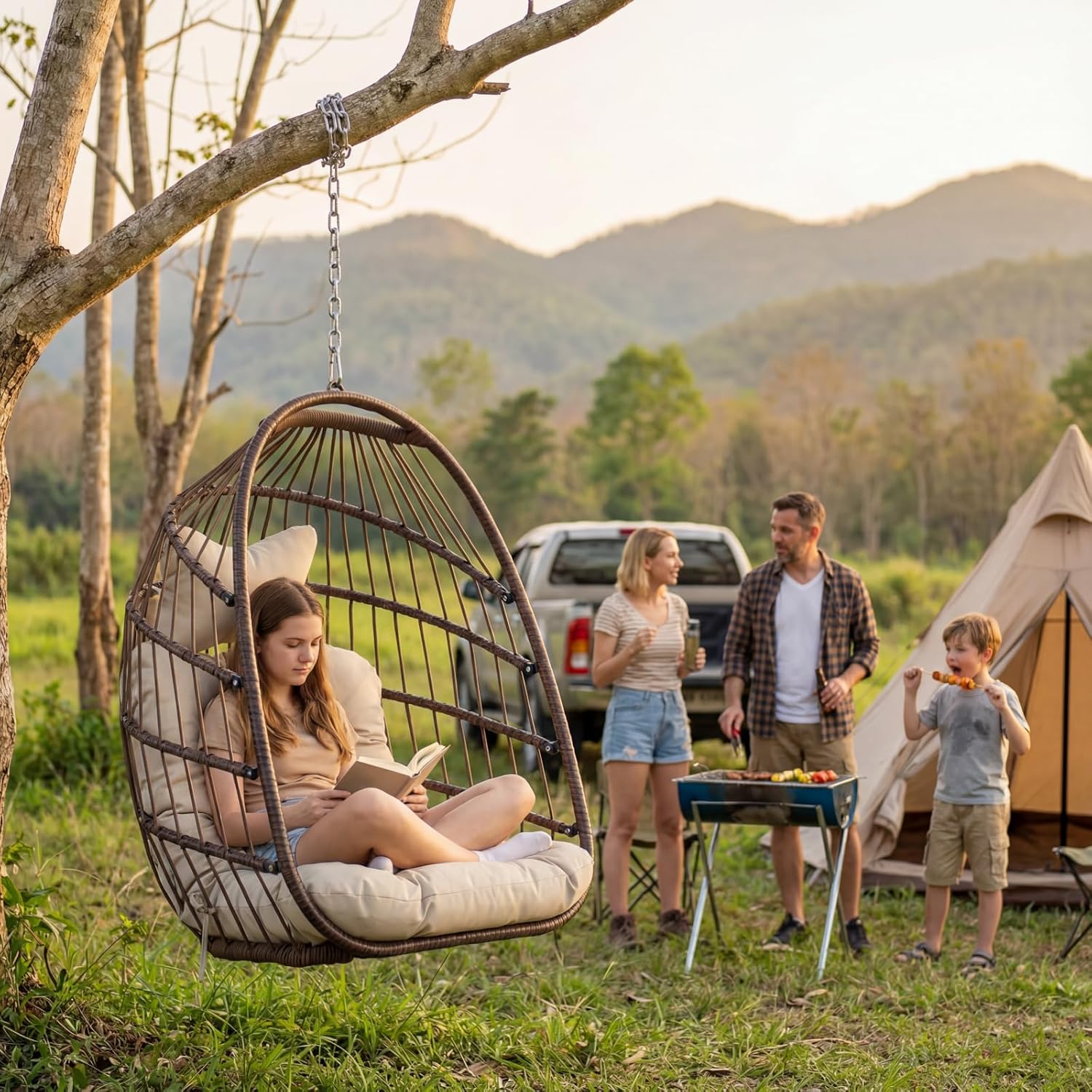 เก้าอี้ไข่แขวนกลางแจ้งแบบไม่มี - Hanging Egg Chair บทวิจารณ์และราคา