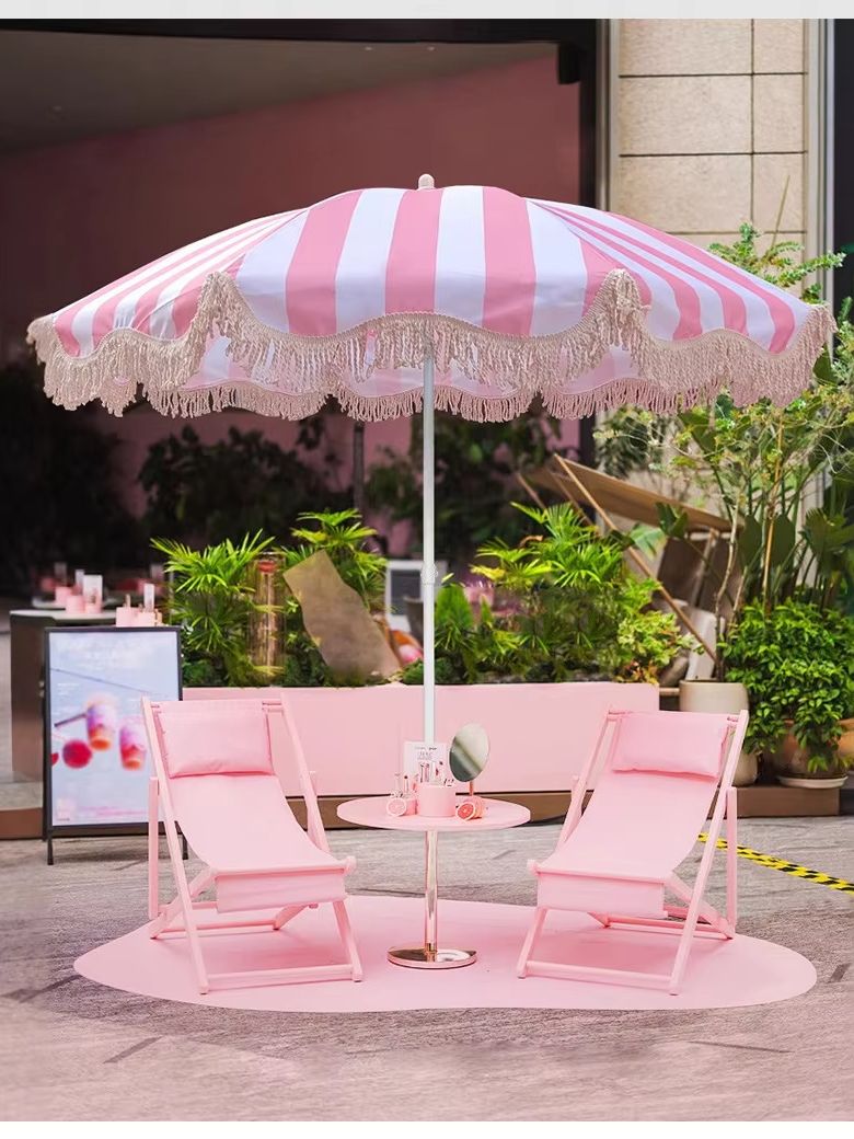 ร่มชายหาดตกแต่งพร้อมพู่ 1 ชิ้น - Outdoor Furniture Yellow บทวิจารณ์และราคา