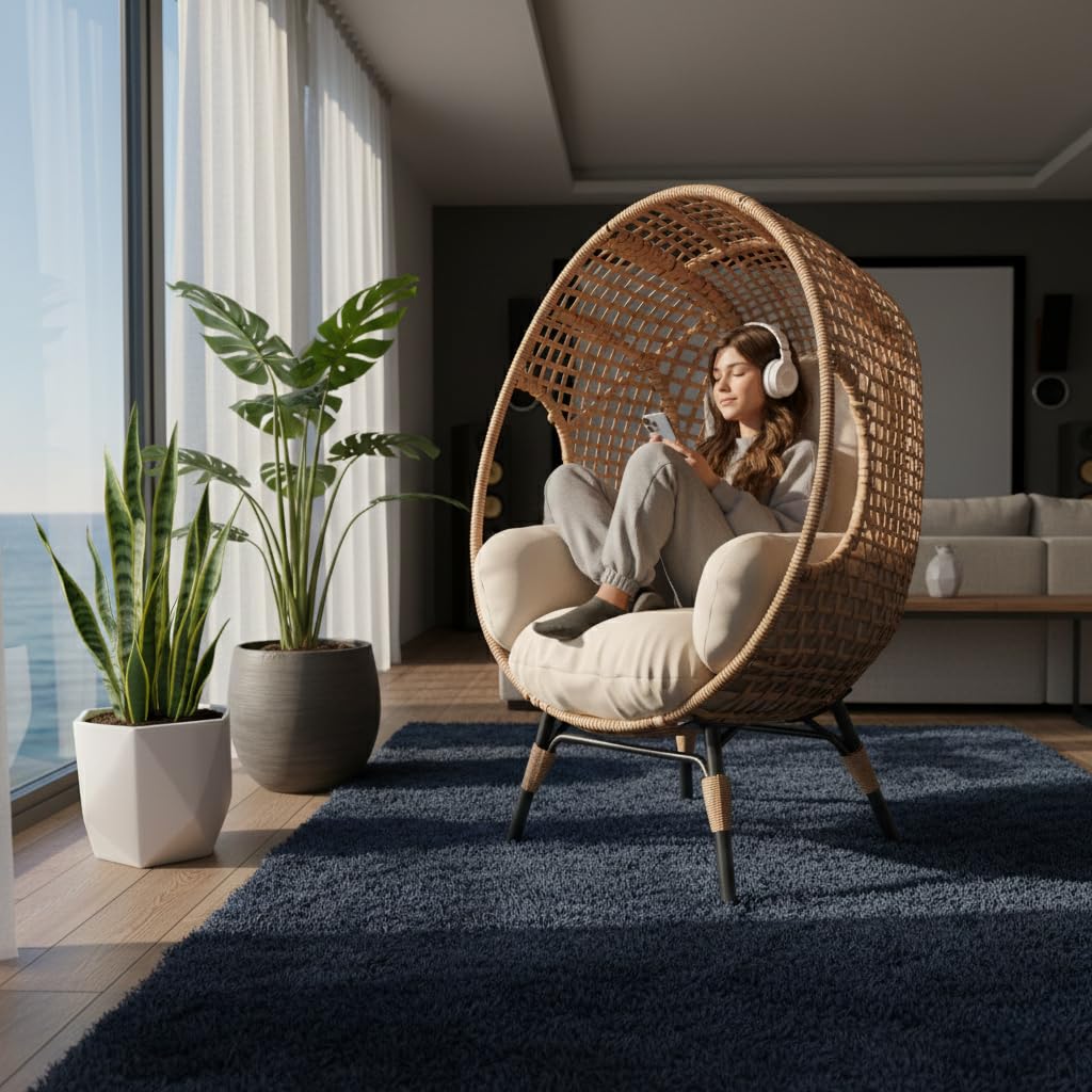 เก้าอี้แขวนทรงไข่ดีไซน์โค้งมน  - Hanging Egg Chair บทวิจารณ์และราคา