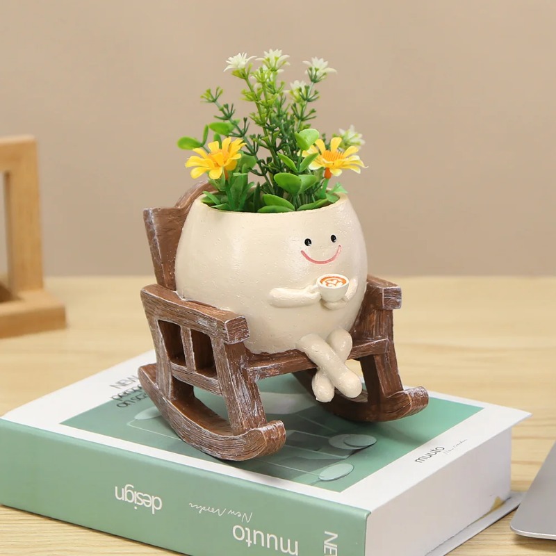 กระถางต้นไม้รูปหน้าคนน่ารัก วั - Outdoor Furniture Rocking Chair บทวิจารณ์และราคา