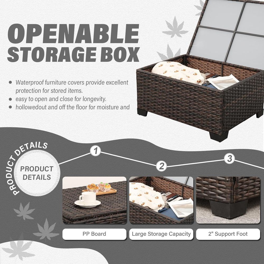 ชุดเฟอร์นิเจอร์หวายกลางแจ้ง HD - Outdoor Furniture With Storage For Cushions บทวิจารณ์และราคา