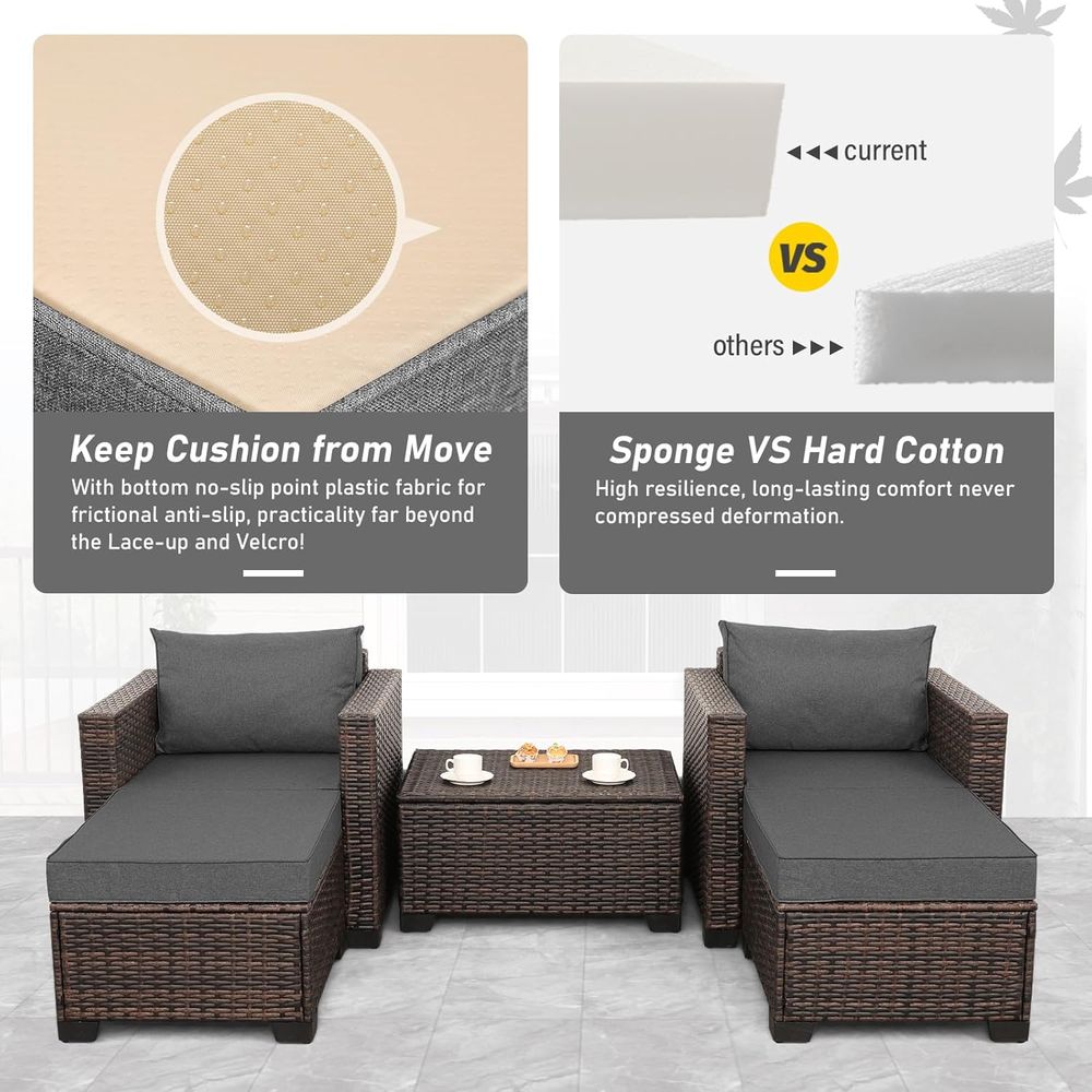 ชุดเฟอร์นิเจอร์หวายกลางแจ้ง HD - Outdoor Furniture With Storage For Cushions บทวิจารณ์และราคา