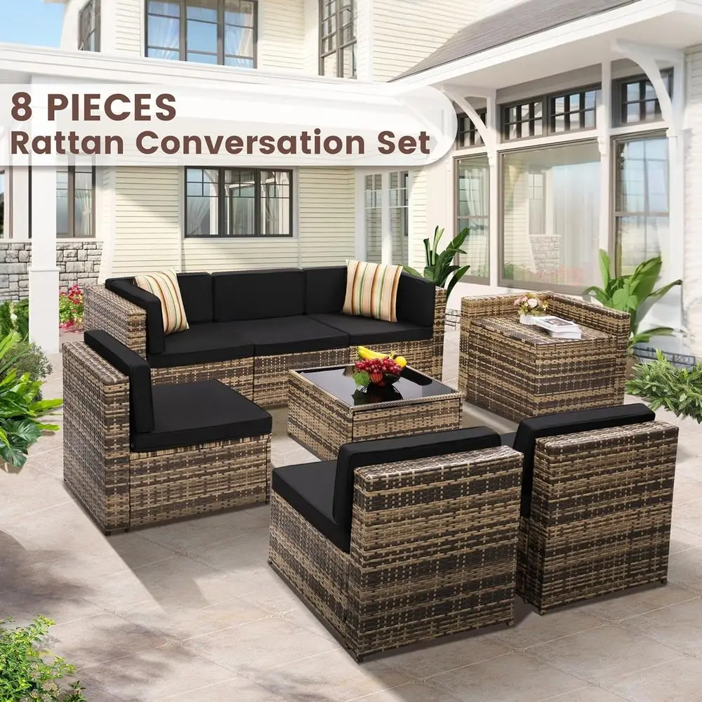 ชุดเฟอร์นิเจอร์กลางแจ้งแบบหวาย - Outdoor Furniture With Storage For Cushions บทวิจารณ์และราคา