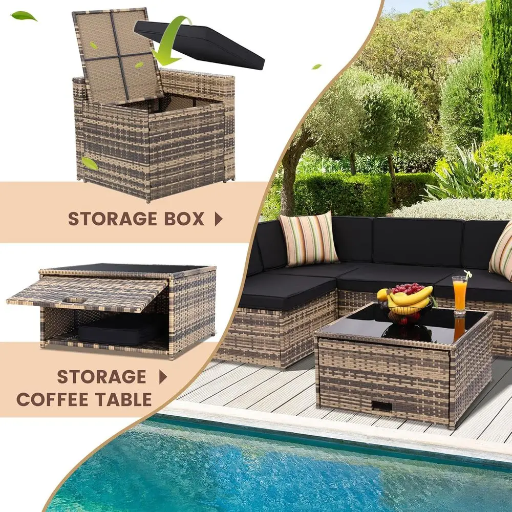 ชุดเฟอร์นิเจอร์กลางแจ้งแบบหวาย - Outdoor Furniture With Storage For Cushions บทวิจารณ์และราคา