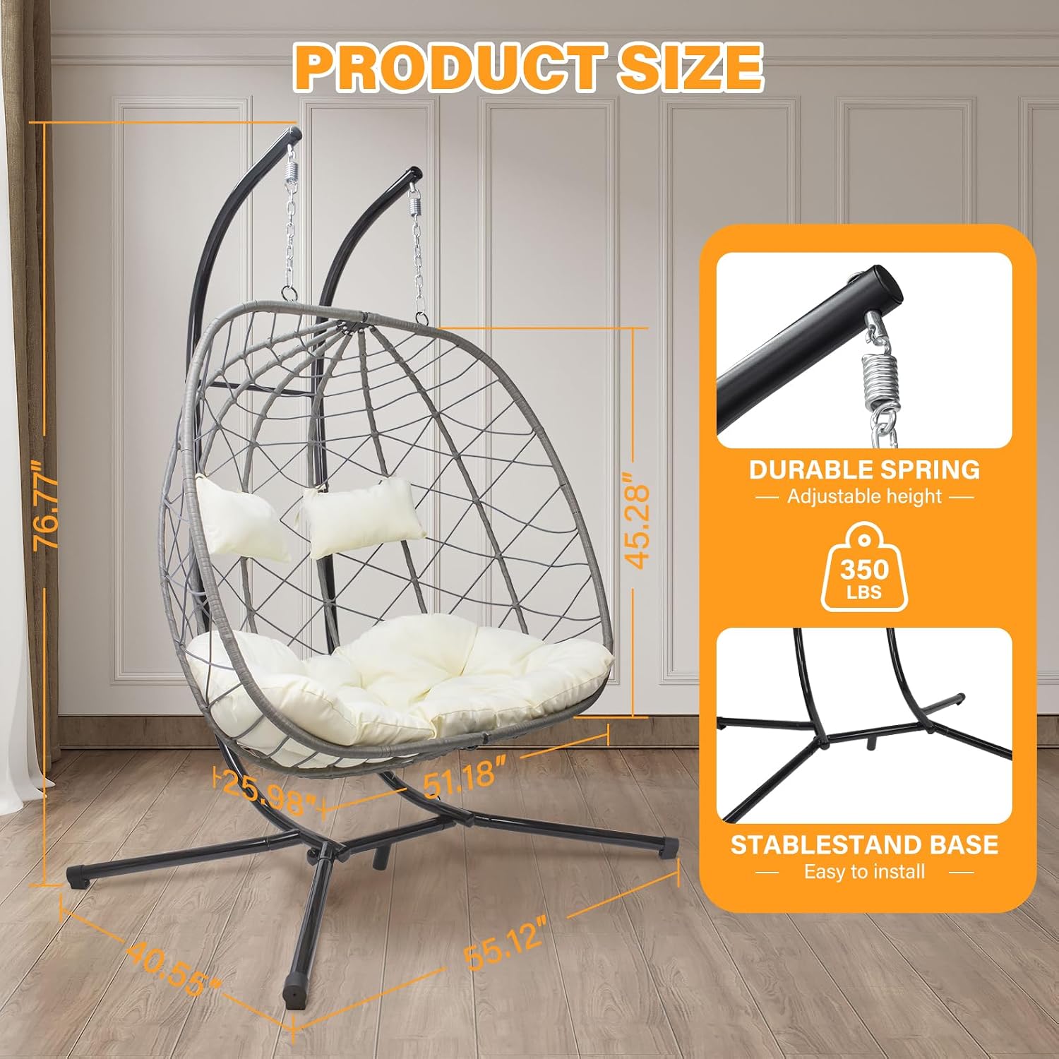 เก้าอี้ชิงช้ารูปทรงไข่พร้อมขาต - Hanging Egg Chair บทวิจารณ์และราคา