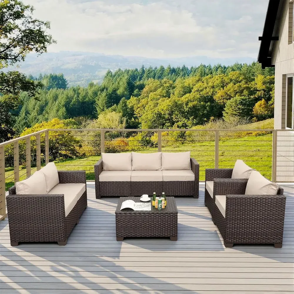 ชุดเฟอร์นิเจอร์ลานบ้าน 5 ชิ้นพ - Outdoor Furniture With Storage For Cushions บทวิจารณ์และราคา