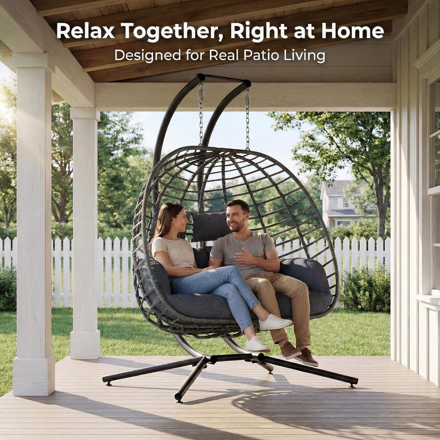เก้าอี้สวิงไข่ 2 ที่นั่ง พร้อม - Hanging Egg Chair บทวิจารณ์และราคา