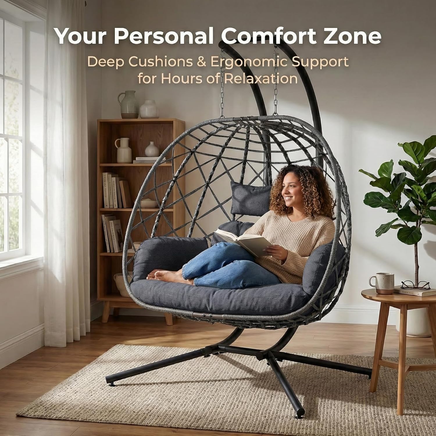 เก้าอี้สวิงไข่ 2 ที่นั่ง พร้อม - Hanging Egg Chair บทวิจารณ์และราคา