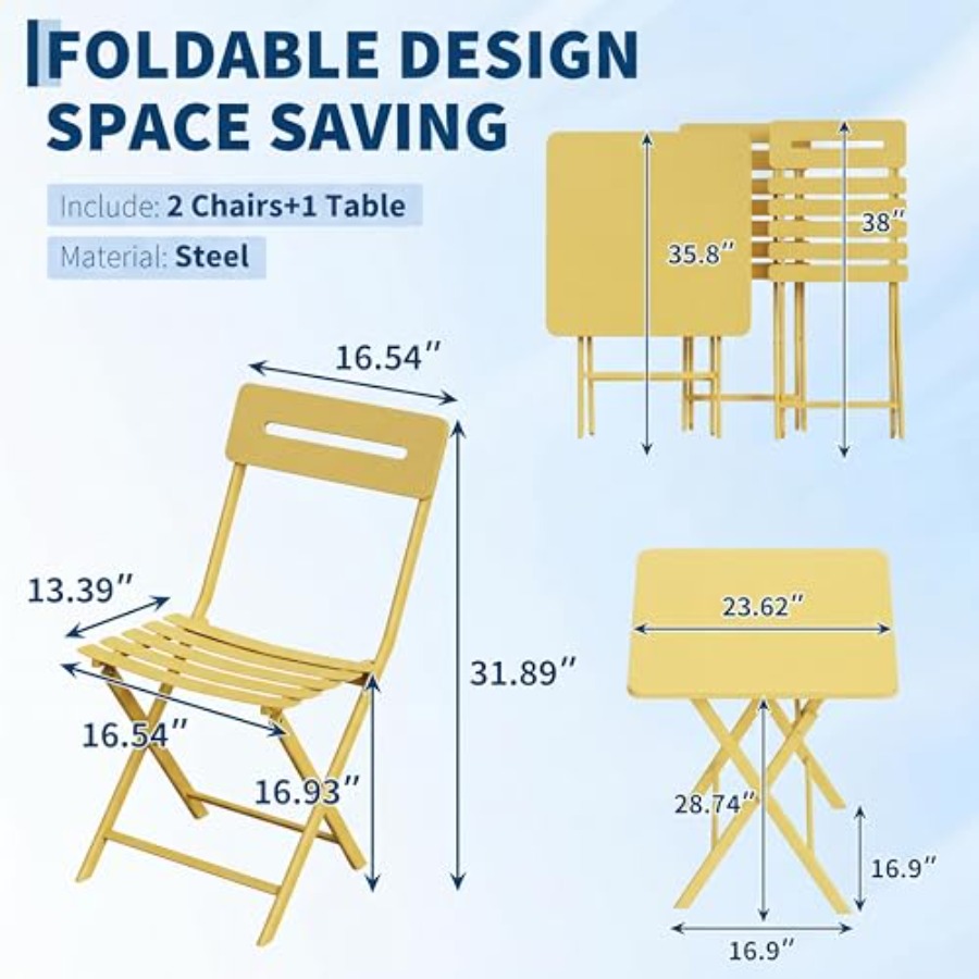 ชุดเฟอร์นิเจอร์บิสโทร 3 ชิ้นสำ - Outdoor Furniture Yellow บทวิจารณ์และราคา