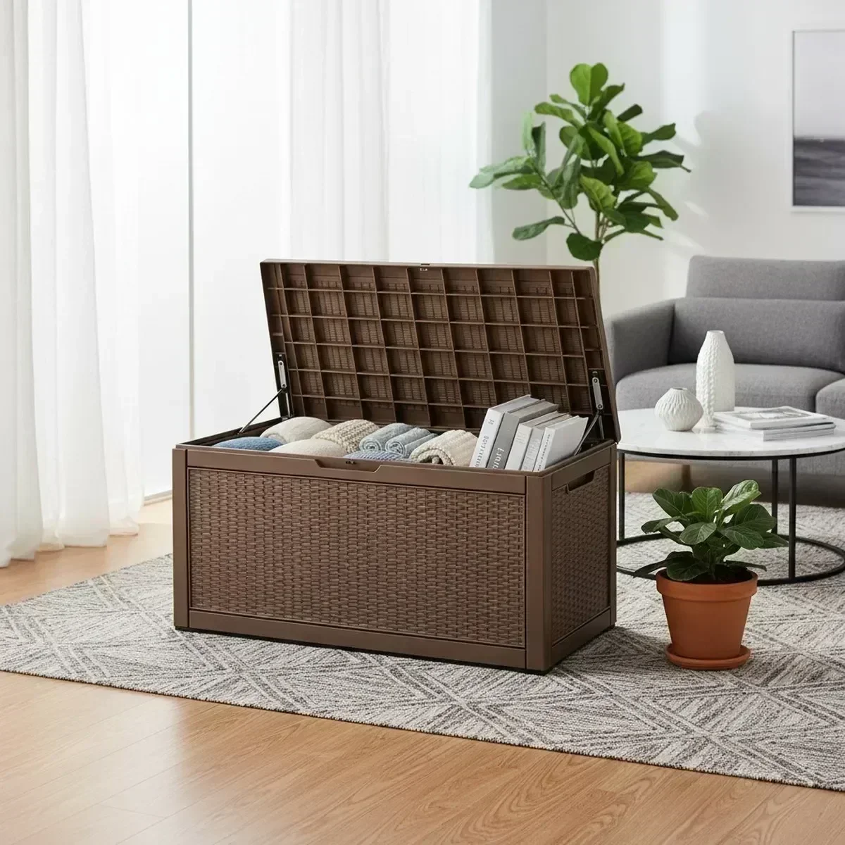 ม้านั่งเก็บของกลางแจ้งขนาดใหญ่ - Outdoor Furniture With Storage For Cushions บทวิจารณ์และราคา