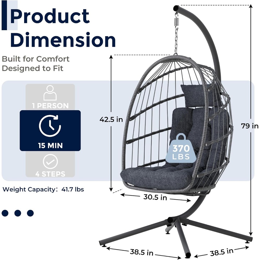 เก้าอี้ไข่กลางแจ้งพร้อมขาตั้ง, - Hanging Egg Chair บทวิจารณ์และราคา