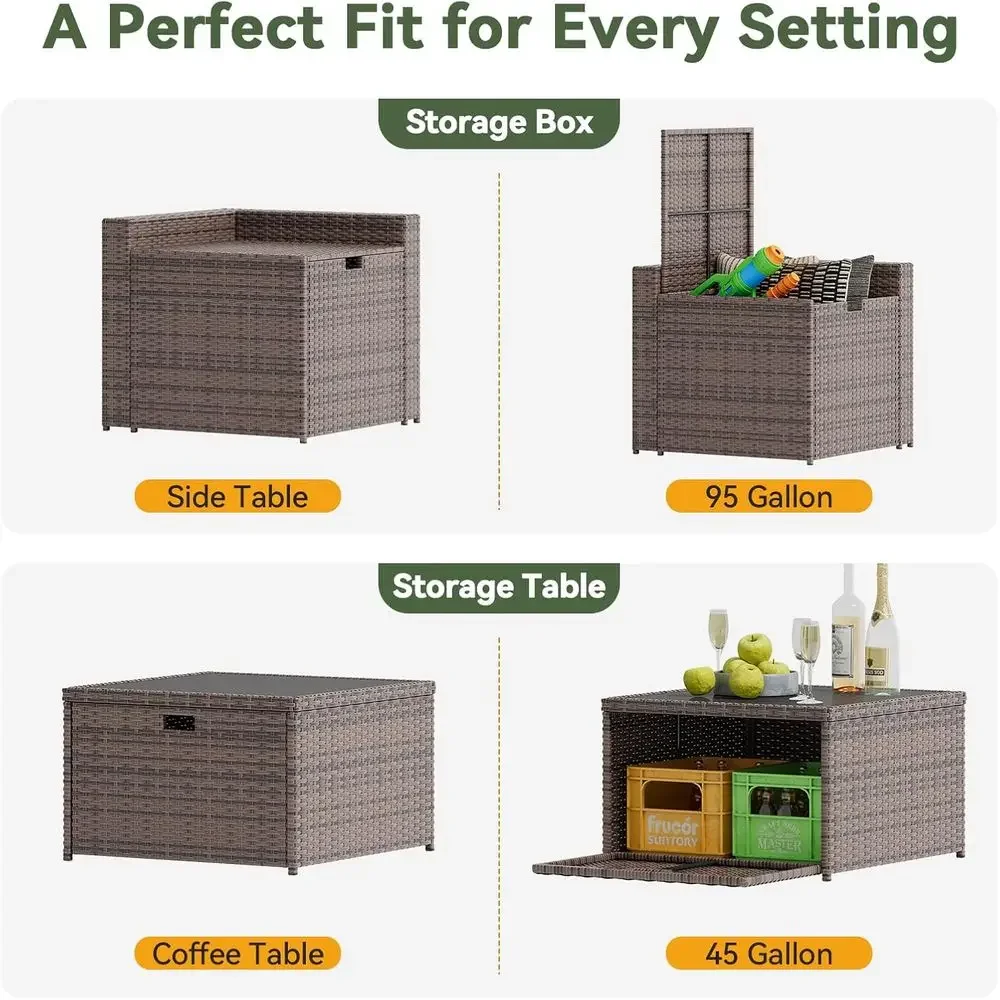 ชุดเฟอร์นิเจอร์กลางแจ้งหวาย 8  - Outdoor Furniture With Storage For Cushions บทวิจารณ์และราคา