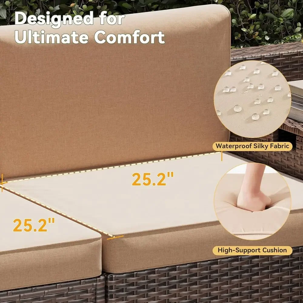 ชุดเฟอร์นิเจอร์กลางแจ้งหวาย 8  - Outdoor Furniture With Storage For Cushions บทวิจารณ์และราคา