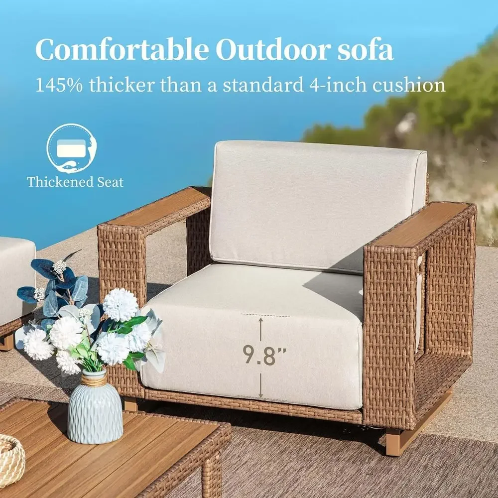 โซฟาแบบแยกส่วนกลางแจ้งรูปตัว L - Outdoor Furniture Yellow บทวิจารณ์และราคา